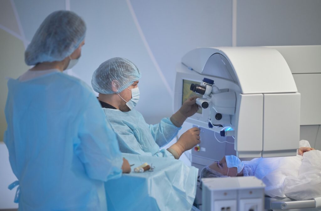 A patient undergoing eye surgery.